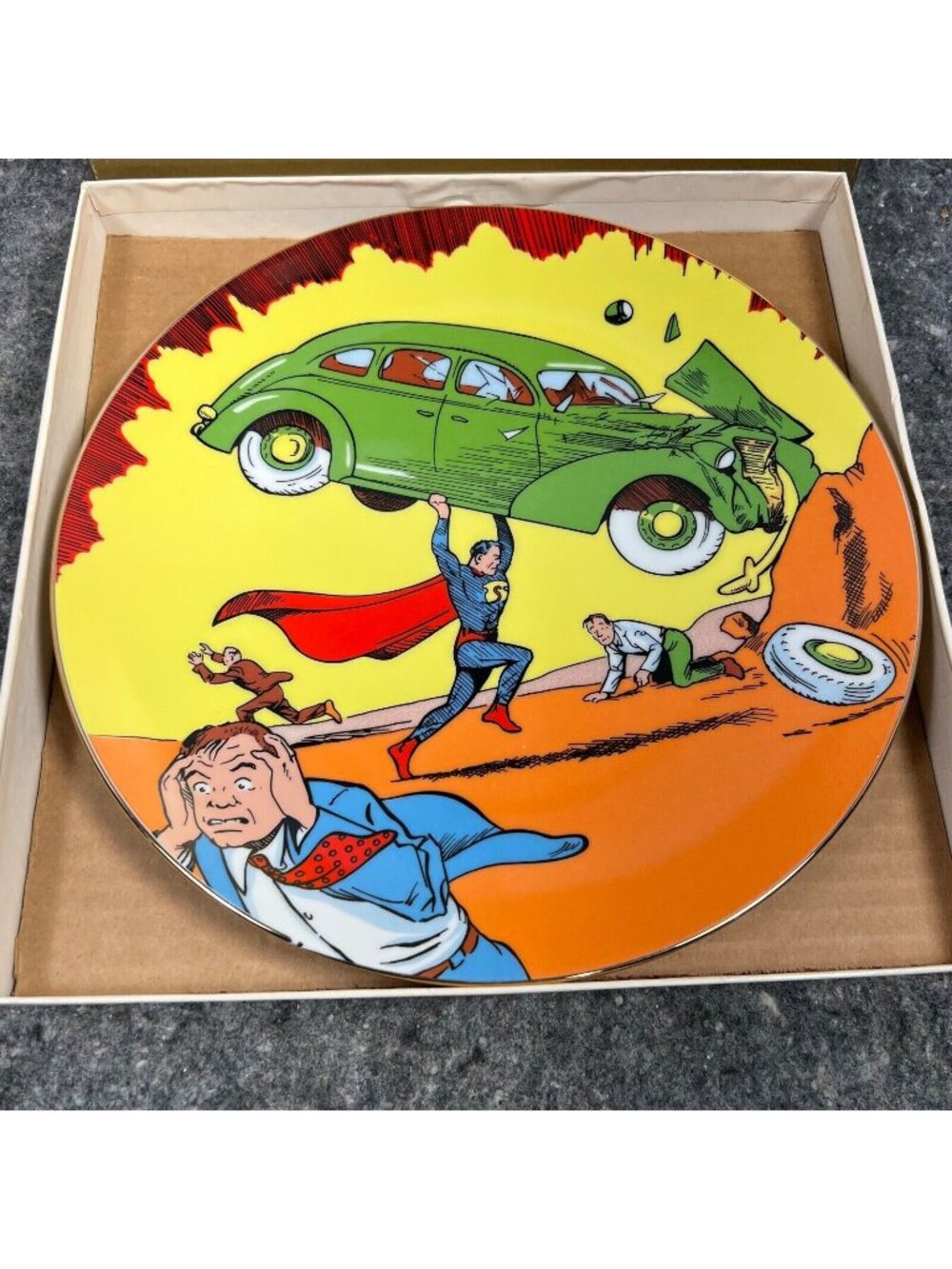 VTG Superman 50th Bday Action Comics #1 Plate #230 Ceramic Art Studios Box COA
